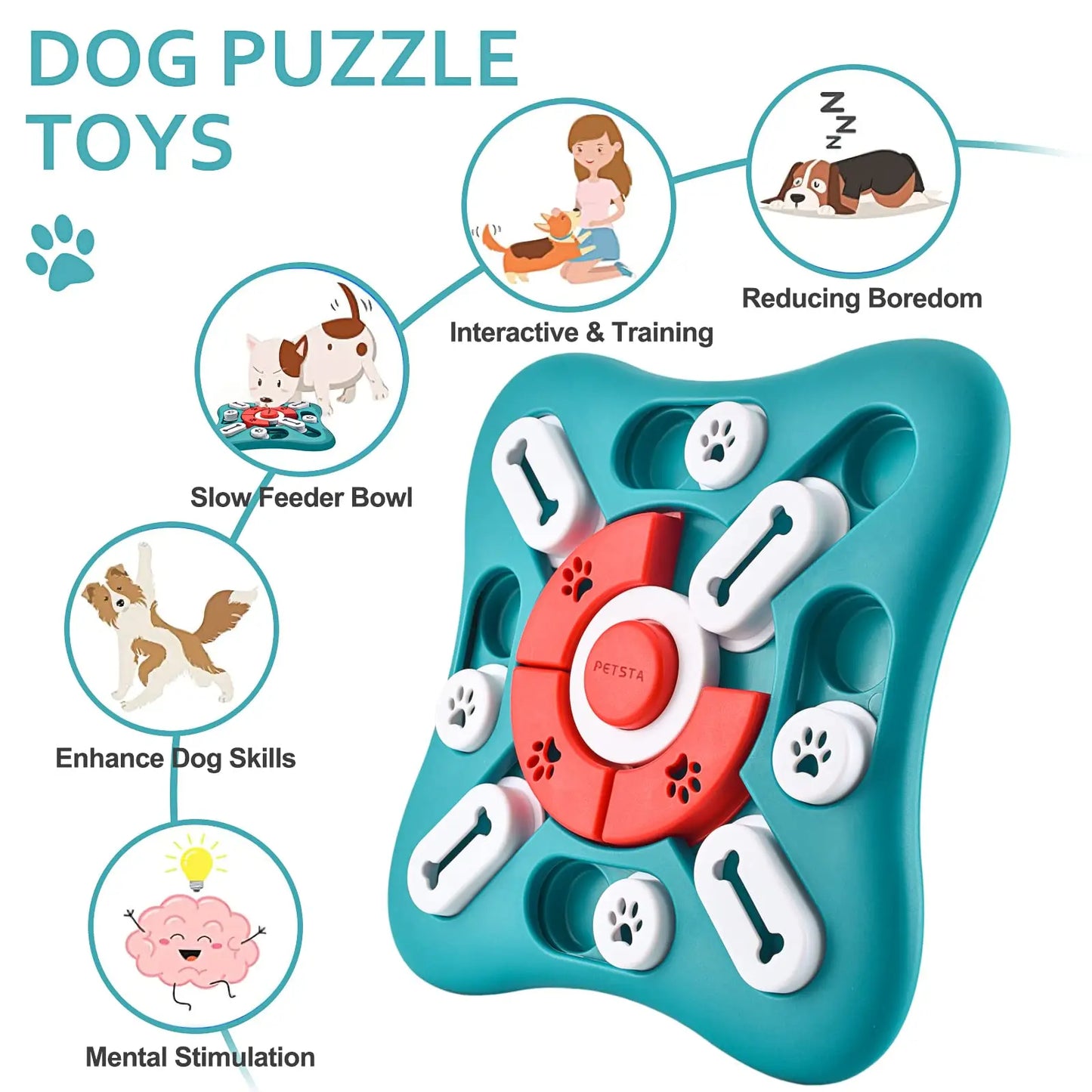 Tots N Paws Dog Puzzle Toys Dispenser | Interactive Treat & IQ Training Toy