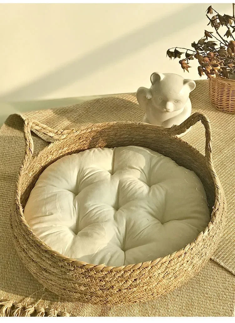 Handmade Vine Woven Cat Nest – Cozy, Washable & Year-Round Comfort