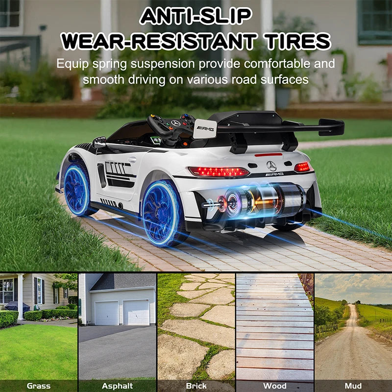 Licensed Mercedes-Benz GT3 12V Kids Ride-On Car with Remote Control & LED Lights