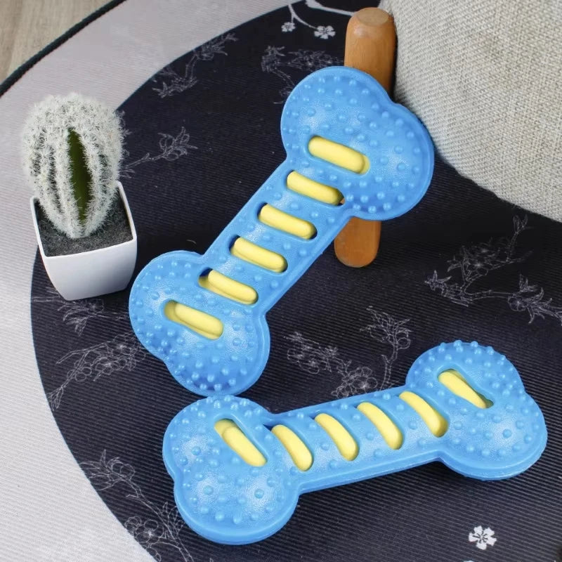 Rubber Bone Dog Chew Toy – Bite-Resistant Squeaky Fun for Puppies
