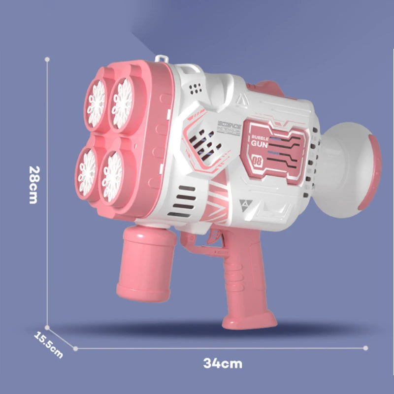 Electric Launcher Bubble Gun – LED Light, Continuous Bubbles for Kids