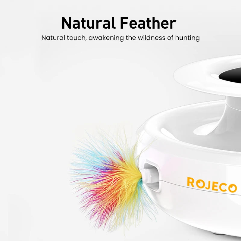 ROJECO 2-in-1 Cat Teaser Toy with Feather Wand & Fun Balls