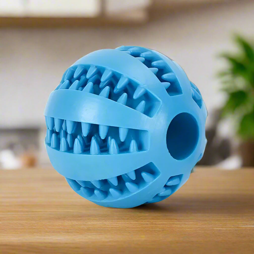 Natural Rubber Dog Chew Ball – Tough Tooth-Cleaning Interactive Treat Toy
