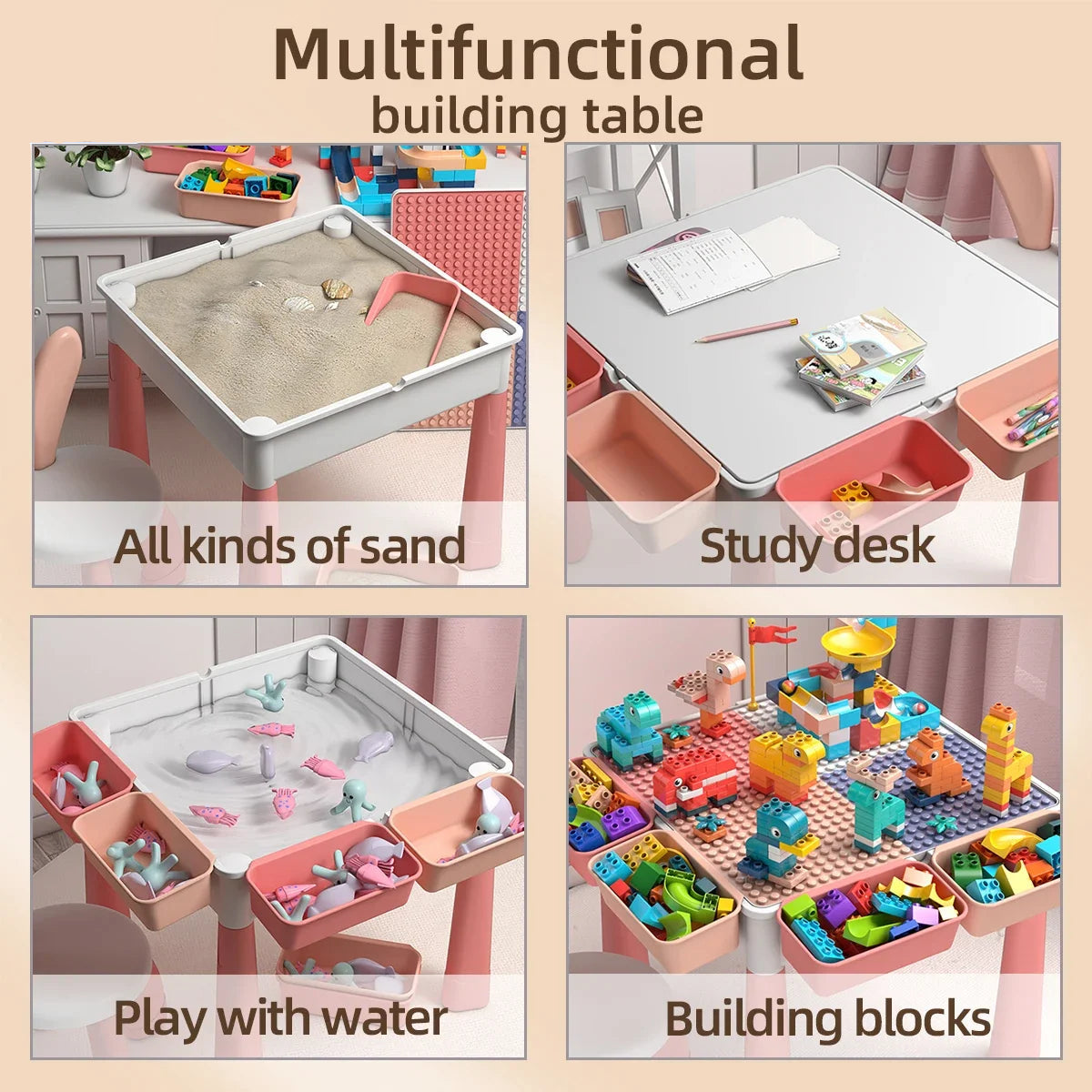 6-in-1 Kids Activity Table & Chair Set with Storage – Building Blocks & Learning Play | Tots N Paws