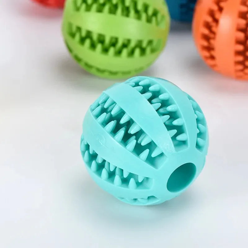 Natural Rubber Dog Chew Ball – Tough Tooth-Cleaning Interactive Treat Toy