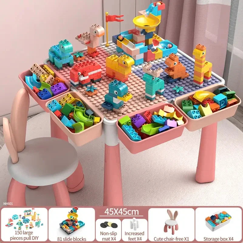 6-in-1 Kids Activity Table & Chair Set with Storage – Building Blocks & Learning Play | Tots N Paws