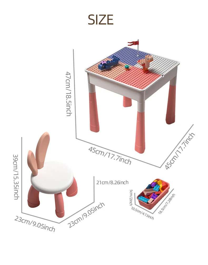 6-in-1 Kids Activity Table & Chair Set with Storage – Building Blocks & Learning Play | Tots N Paws