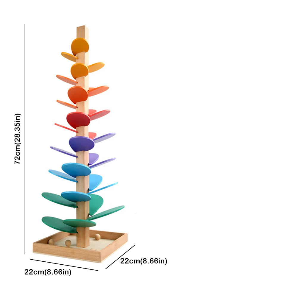 Wooden Rainbow Petal Marble Tree Toy