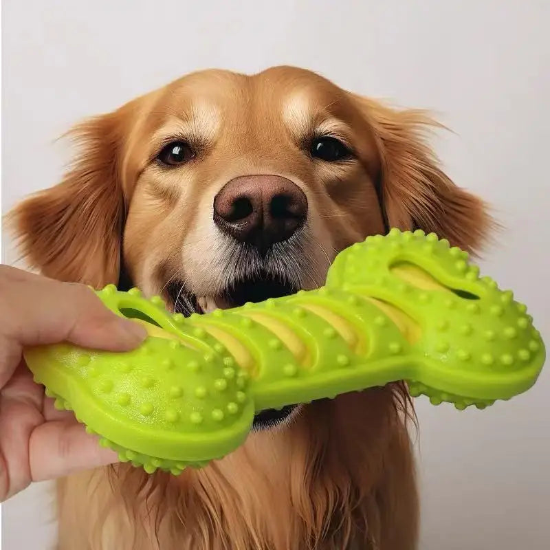 Rubber Bone Dog Chew Toy – Bite-Resistant Squeaky Fun for Puppies