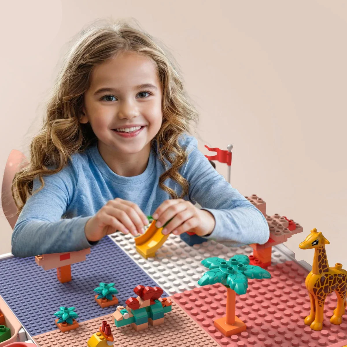 6-in-1 Kids Activity Table & Chair Set with Storage – Building Blocks & Learning Play | Tots N Paws