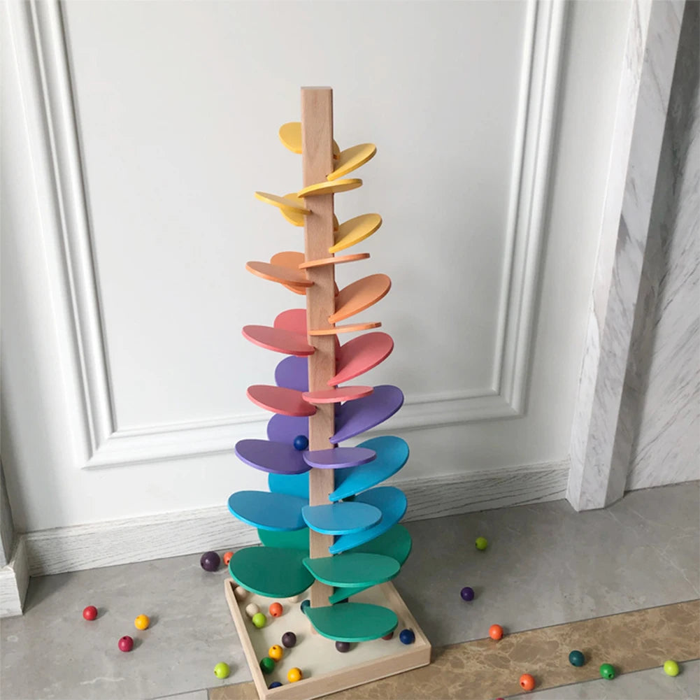 Wooden Rainbow Petal Marble Tree Toy