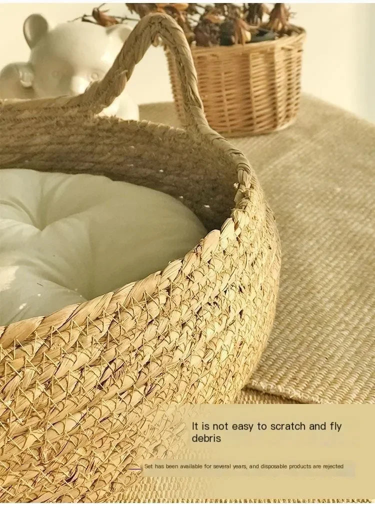 Handmade Vine Woven Cat Nest – Cozy, Washable & Year-Round Comfort