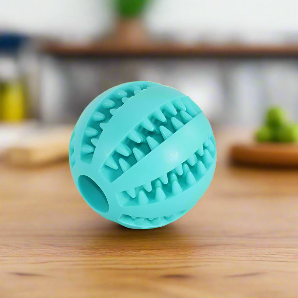 Natural Rubber Dog Chew Ball – Tough Tooth-Cleaning Interactive Treat Toy