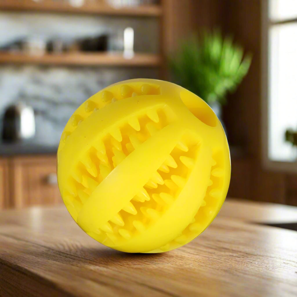 Natural Rubber Dog Chew Ball – Tough Tooth-Cleaning Interactive Treat Toy
