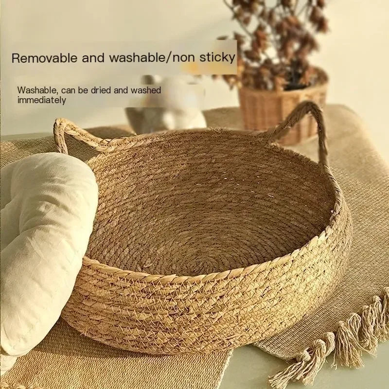 Handmade Vine Woven Cat Nest – Cozy, Washable & Year-Round Comfort