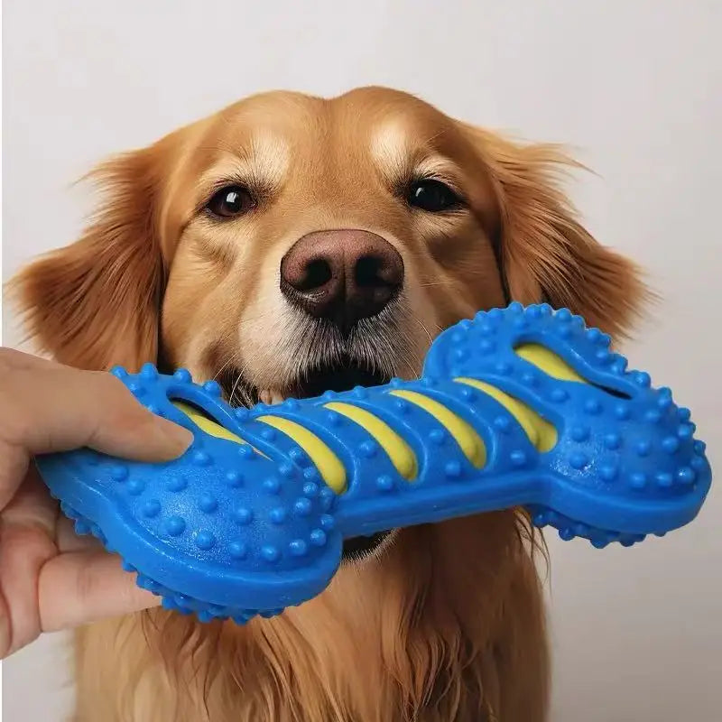 Rubber Bone Dog Chew Toy – Bite-Resistant Squeaky Fun for Puppies