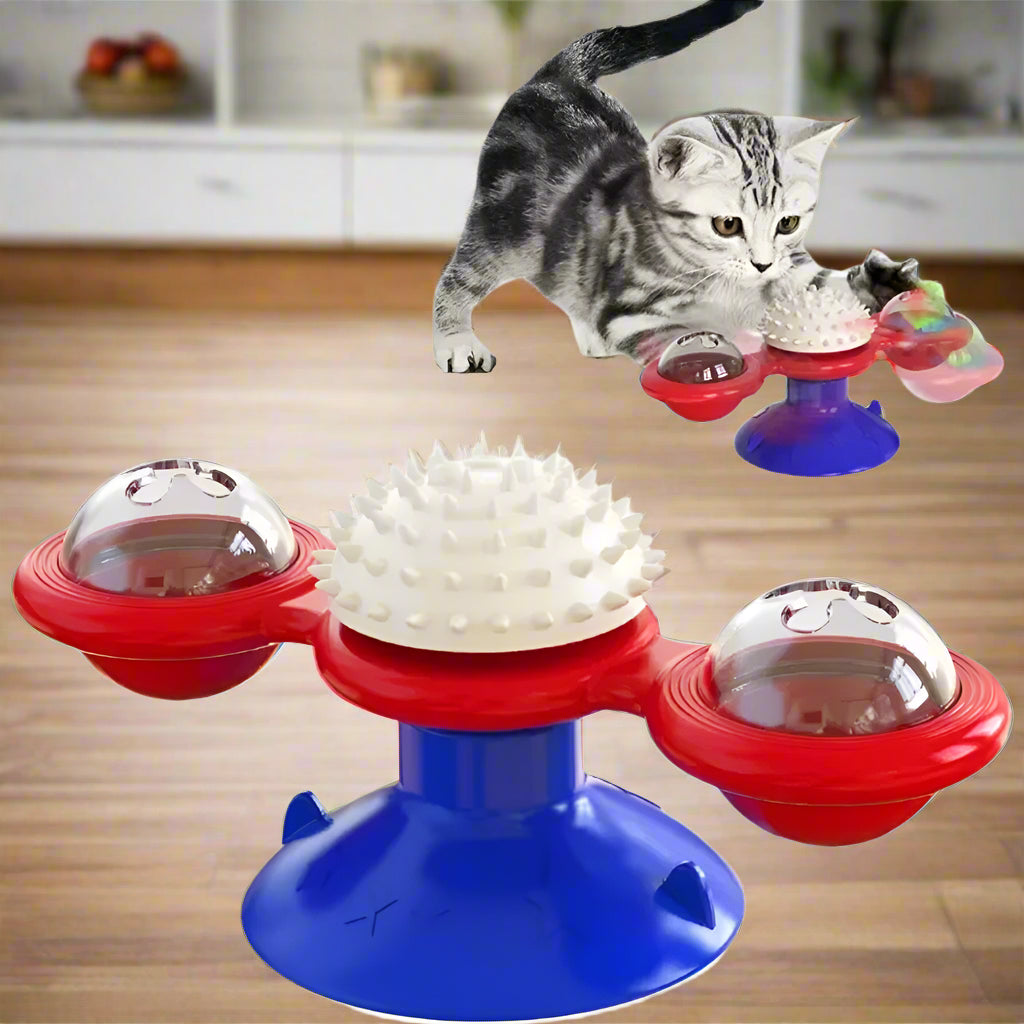 Rotating Cat Toy with Catnip – Interactive Massage & Teeth Cleaning