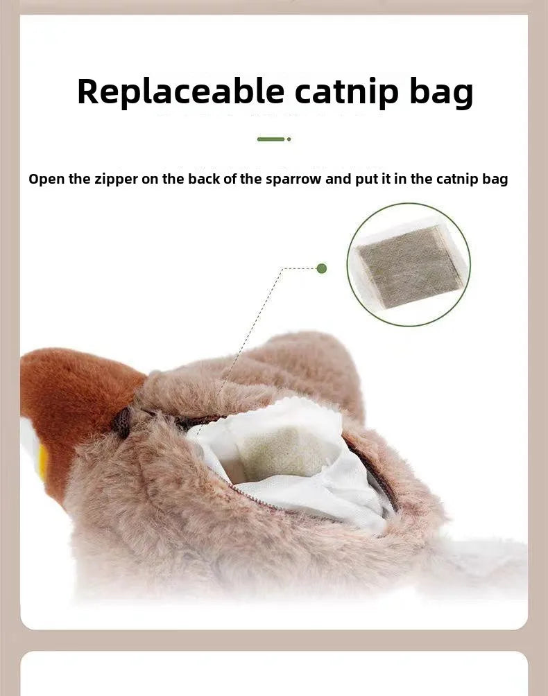 Rechargeable Interactive Bird Cat Toy with Chirping Sound & Flapping Wings