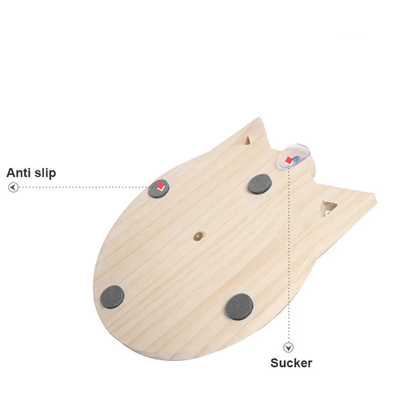 Wooden Multi-Level Cat Toy Tower with Disc