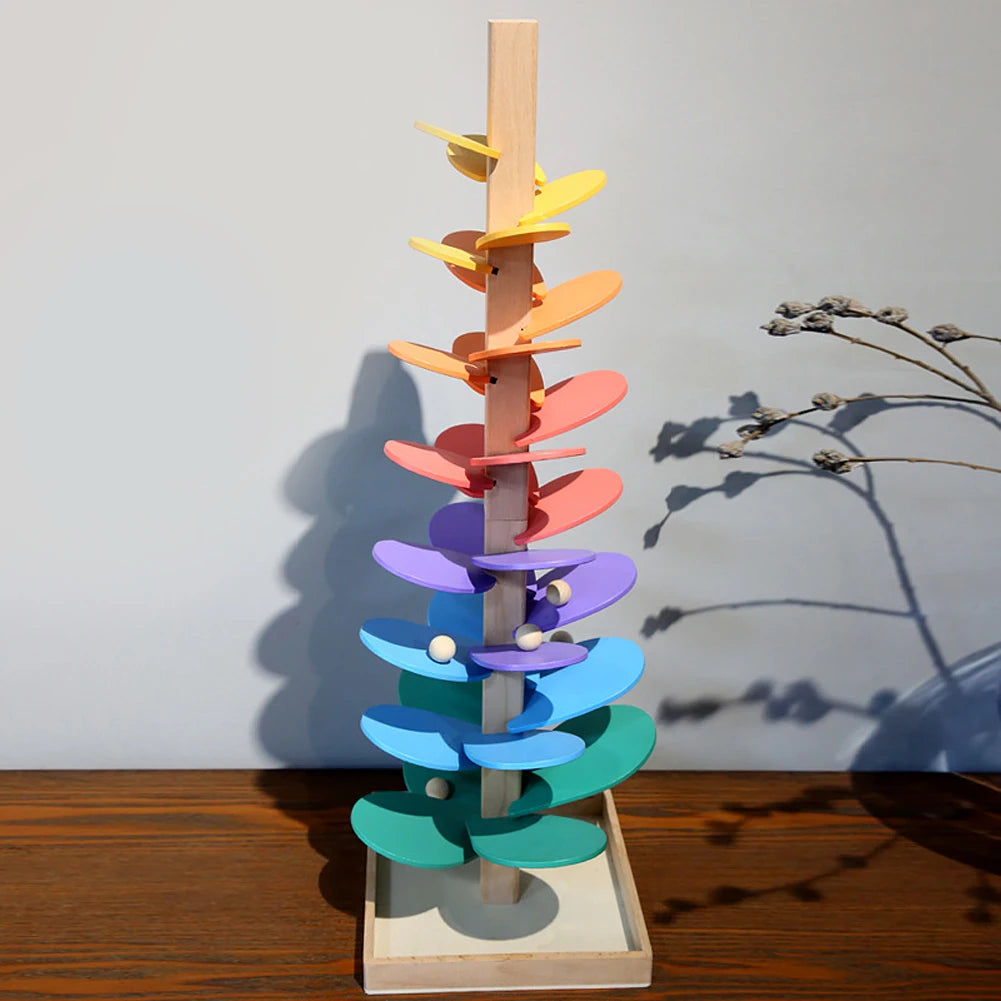 Wooden Rainbow Petal Marble Tree Toy
