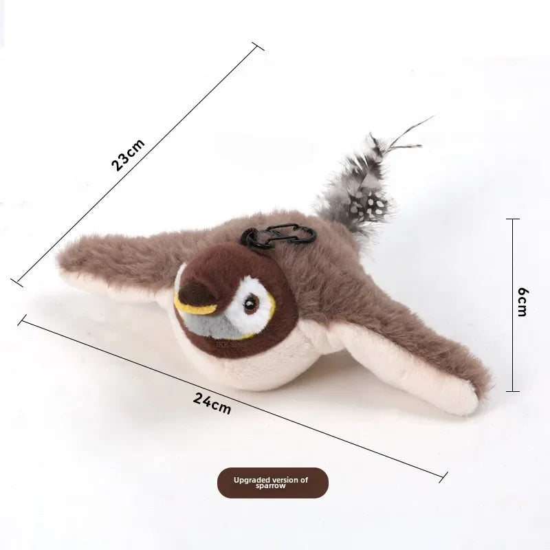 Rechargeable Interactive Bird Cat Toy with Chirping Sound & Flapping Wings