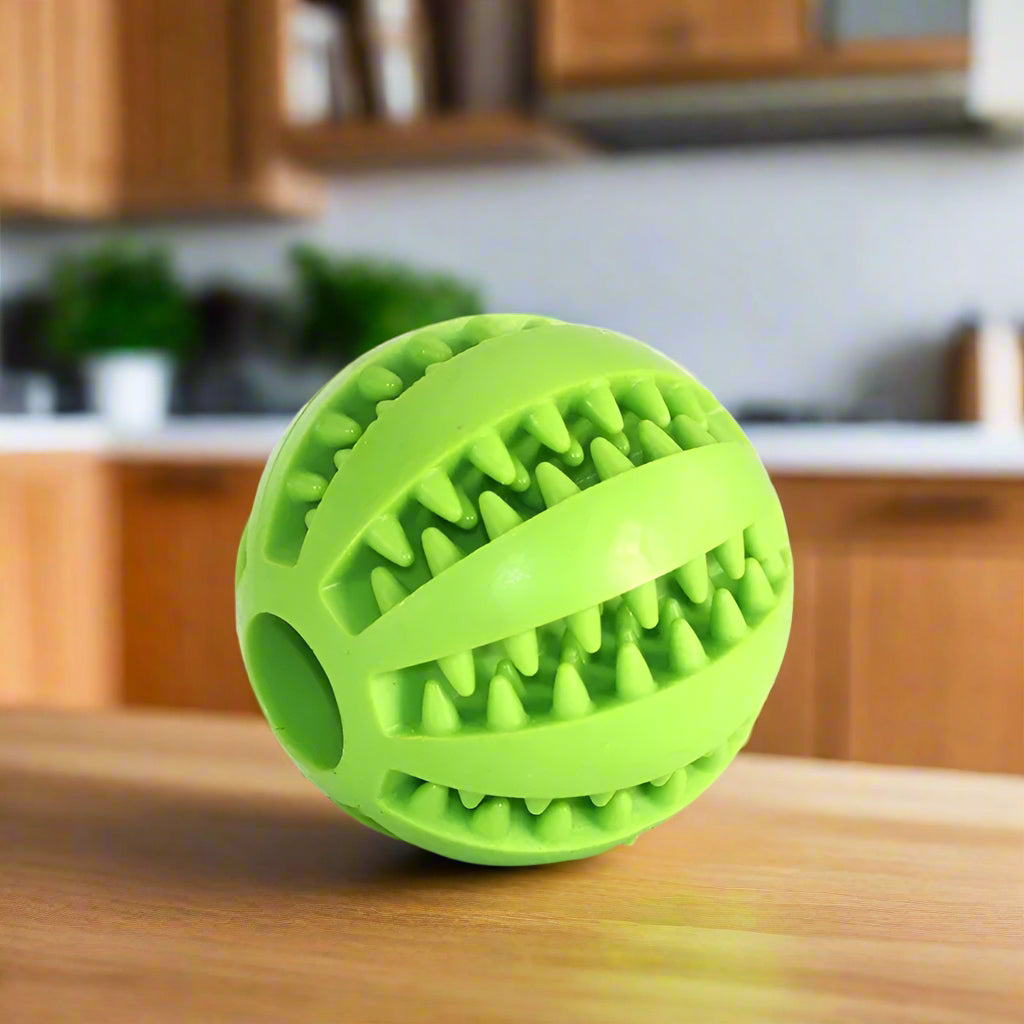 Natural Rubber Dog Chew Ball – Tough Tooth-Cleaning Interactive Treat Toy