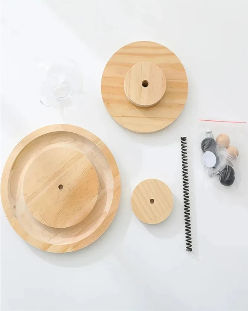 Wooden Multi-Level Cat Toy Tower with Disc