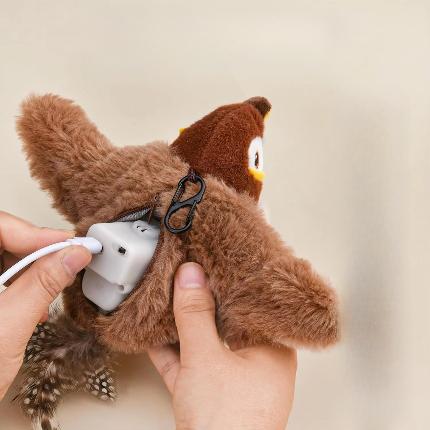 Rechargeable Interactive Bird Cat Toy with Chirping Sound & Flapping Wings