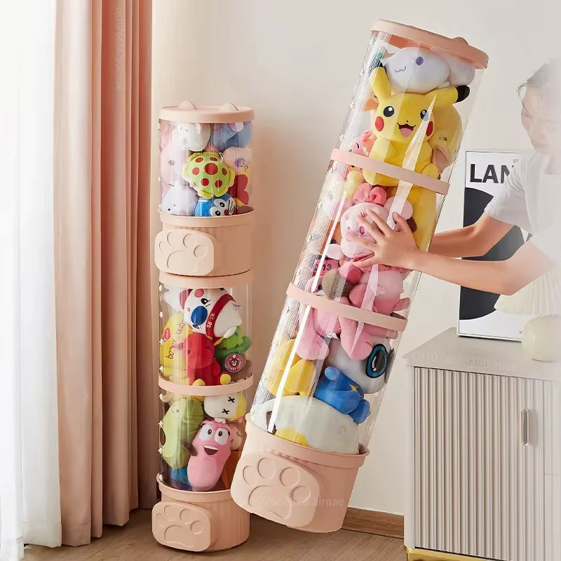 Transparent Plush Toy Tower – Display, Store & Roll Away Clutter