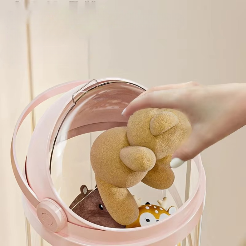 Transparent Plush Toy Tower – Display, Store & Roll Away Clutter