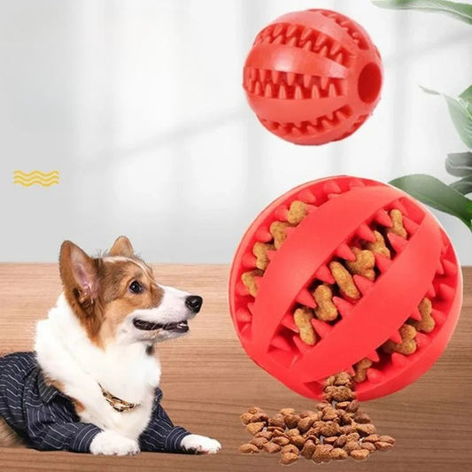 Natural Rubber Dog Chew Ball – Tough Tooth-Cleaning Interactive Treat Toy