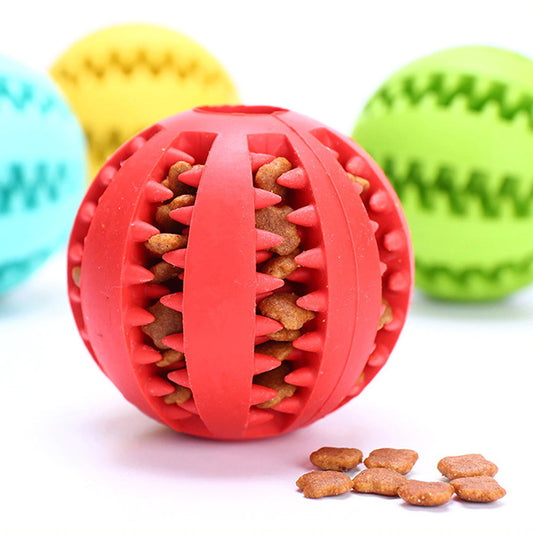 Natural Rubber Dog Chew Ball – Tough Tooth-Cleaning Interactive Treat Toy