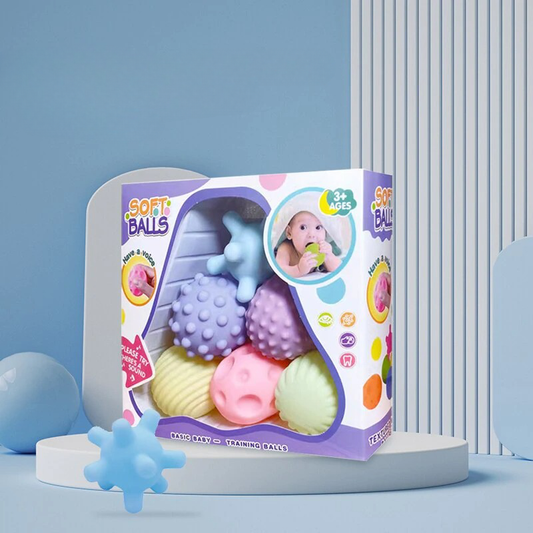 6 PCS Baby Sensory Balls – Soft Textured Toys for Touch & Play