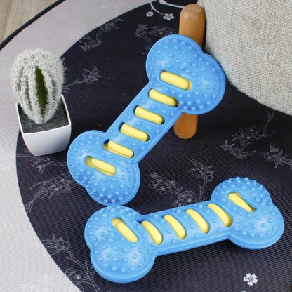 Rubber Bone Dog Chew Toy – Bite-Resistant Squeaky Fun for Puppies