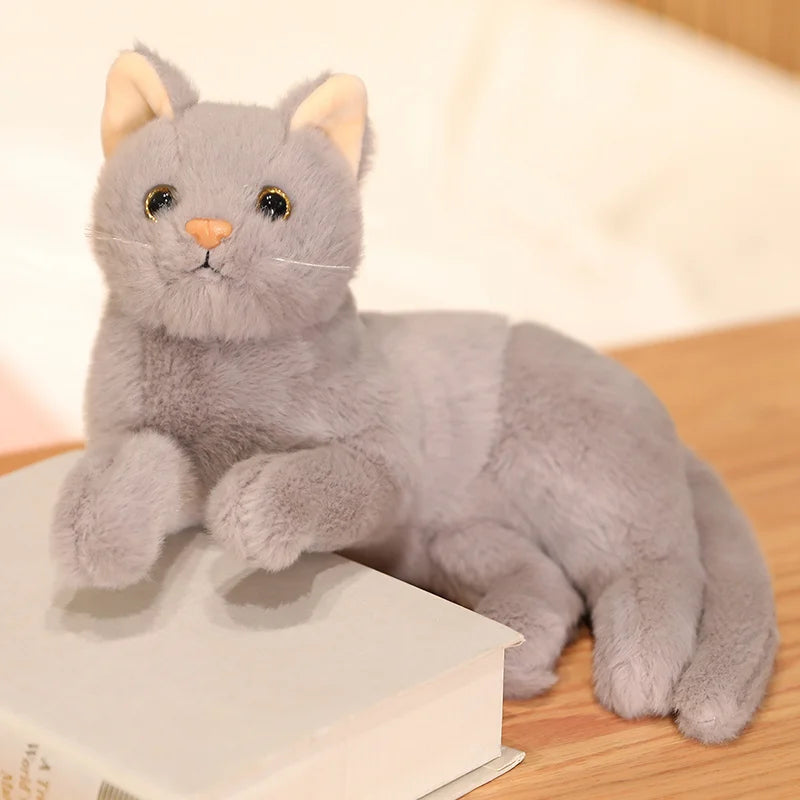 Tots N Paws Lifelike Cat Plush Doll | Fluffy British Shorthair Stuffed Toy