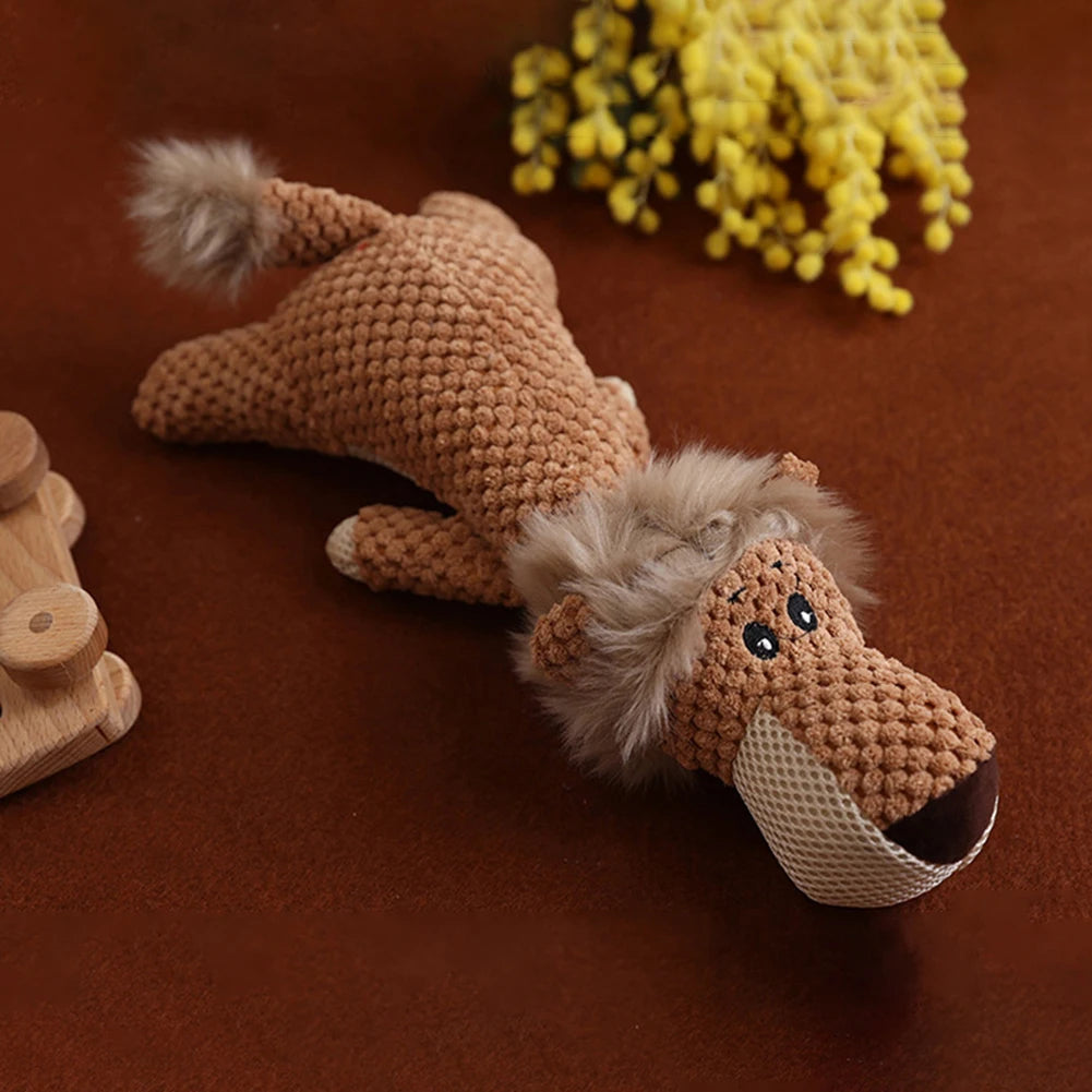 Unbreakable Plush Dog Toy – Bite-Resistant, Squeaky & Teeth Cleaning Fun
