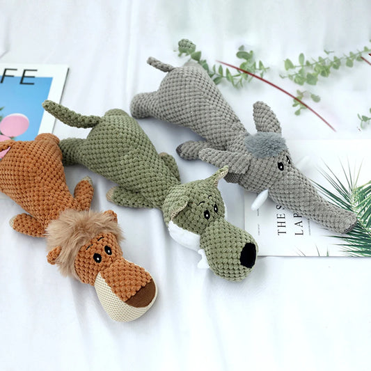 Unbreakable Plush Dog Toy – Bite-Resistant, Squeaky & Teeth Cleaning Fun