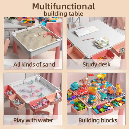6-in-1 Kids Activity Table & Chair Set with Storage – Building Blocks & Learning Play | Tots N Paws
