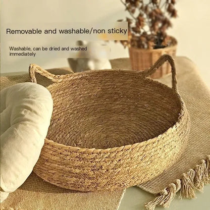 Handmade Vine Woven Cat Nest – Cozy, Washable & Year-Round Comfort