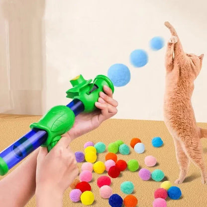 Pom-Pom Foam Ball Launcher – Interactive Cat Toy for Active Play