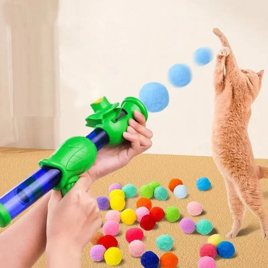 Pom-Pom Foam Ball Launcher – Interactive Cat Toy for Active Play