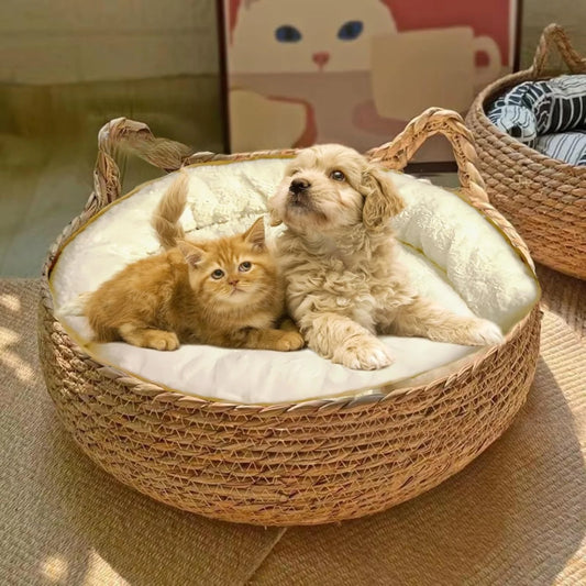 Handmade Vine Woven Cat Nest – Cozy, Washable & Year-Round Comfort