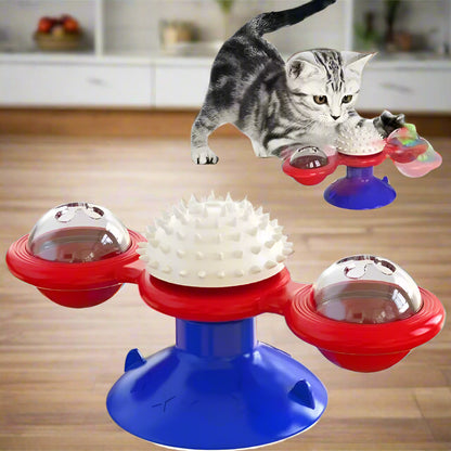 Rotating Cat Toy with Catnip – Interactive Massage & Teeth Cleaning