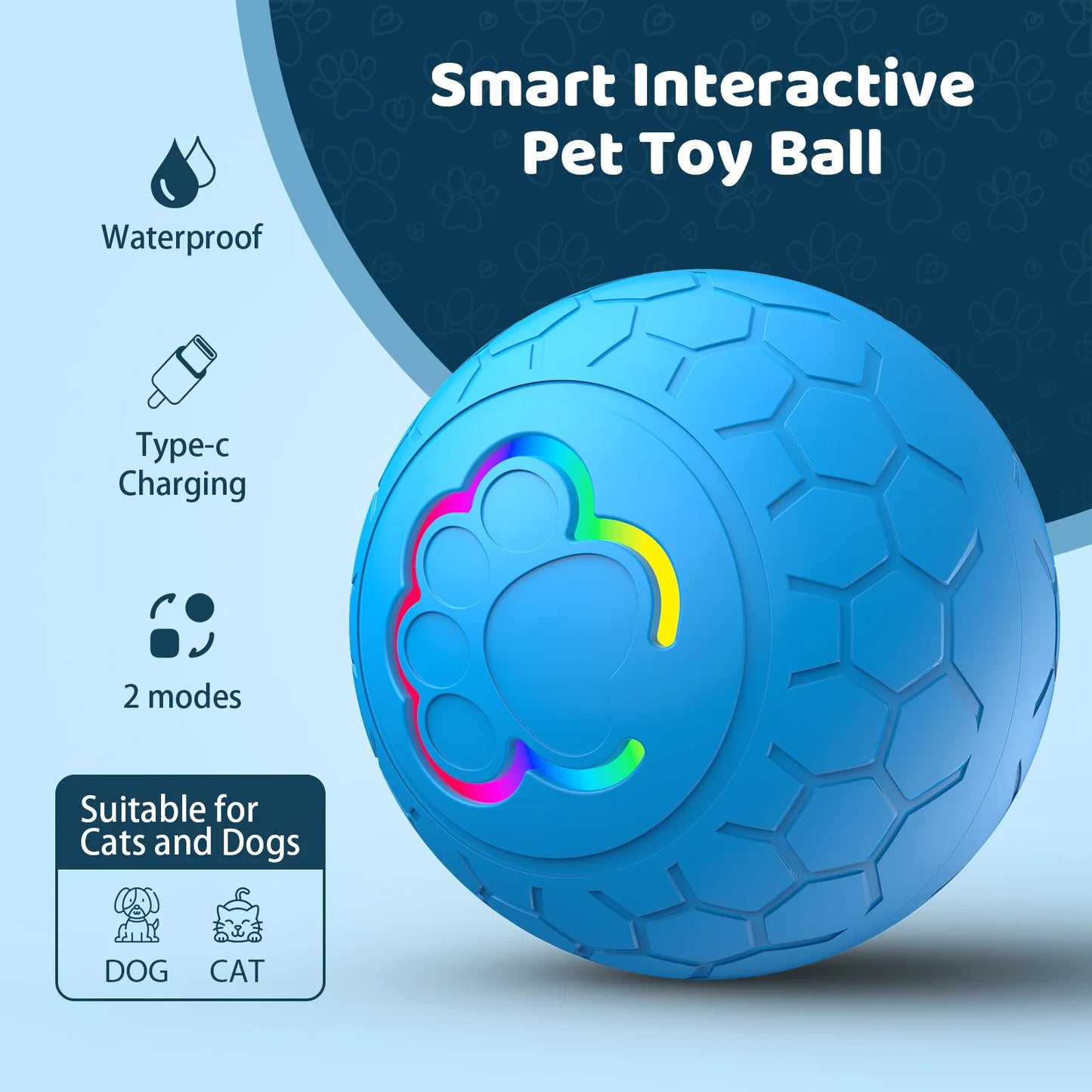 Smart Interactive Dog Toy Ball – Automatic Bouncing & RGB Lights | Tots N Paws