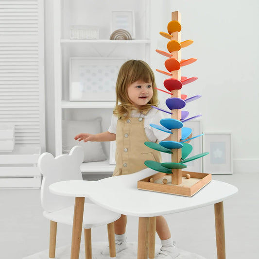 Wooden Rainbow Petal Marble Tree Toy