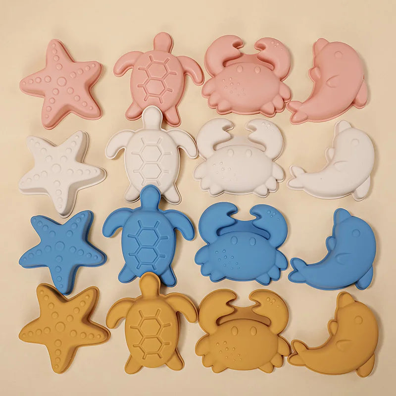 8-Piece Silicone Beach Toy Set for Kids – Bucket & Sand Molds | Tots N Paws