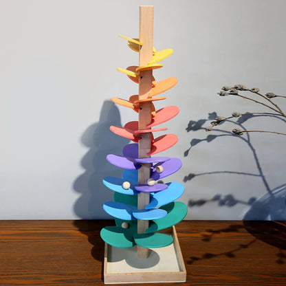 Wooden Rainbow Petal Marble Tree Toy