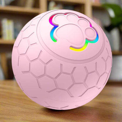 Pink textured ball with colorful design on a white background