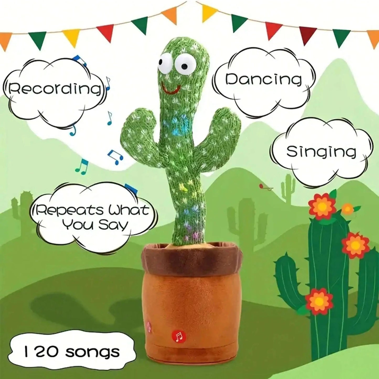 Talking Dancing Cactus Plush Toy with 120 Songs