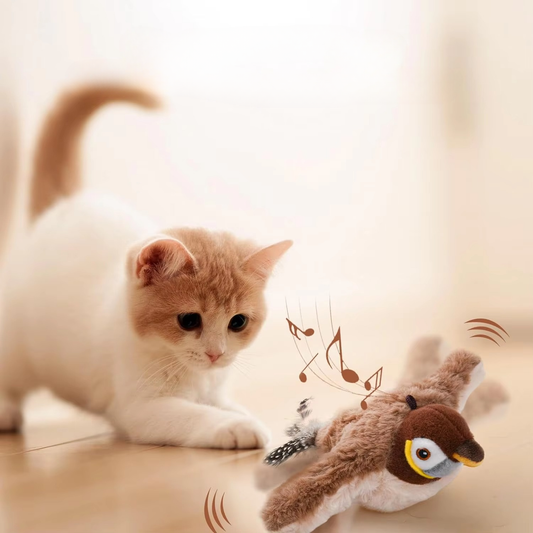 Rechargeable Interactive Bird Cat Toy with Chirping Sound & Flapping Wings